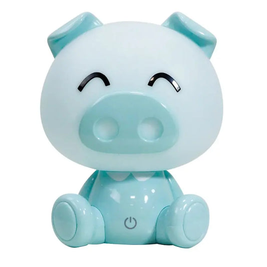 Lampe Lampe de table LED intégrée pour enfant Luminosa Piggy, bleue - Image 1