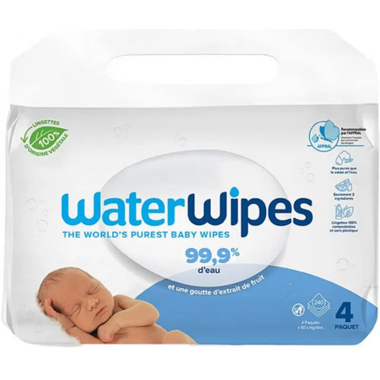 Lingettes à l'eau Lot de 4 x 60 Lingettes  Waterwipes - Image 1