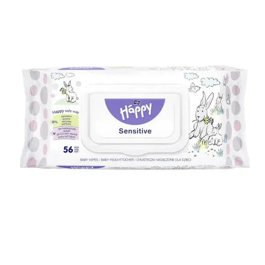 Lingettes Happy Humide Sensitive 56 Pièces - Image 1