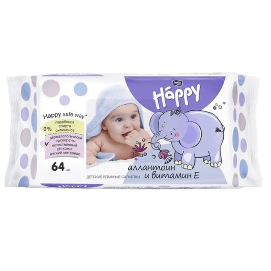 Lingettes humides Bella Baby Happy Allantoïne + Vit. E 1 x 64 pièces. - Image 1