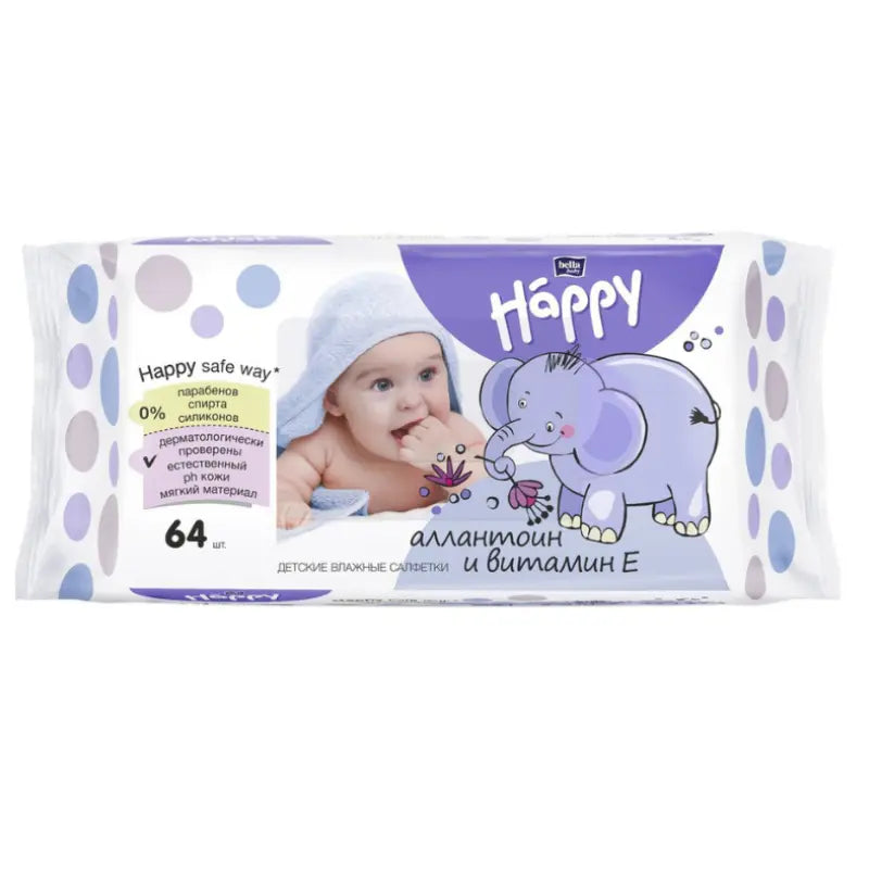 Lingettes humides Bella Baby Happy Allantoïne + Vit. E 1 x 64 pièces. - Image 2
