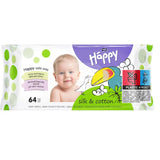 Lingettes nettoyantes à la soie et coton 64 pièces Happy - Image 1