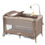 Lit Parapluie Bébé Kidilo avec Table à Langer et Mobile Musical – Beige - Image 1