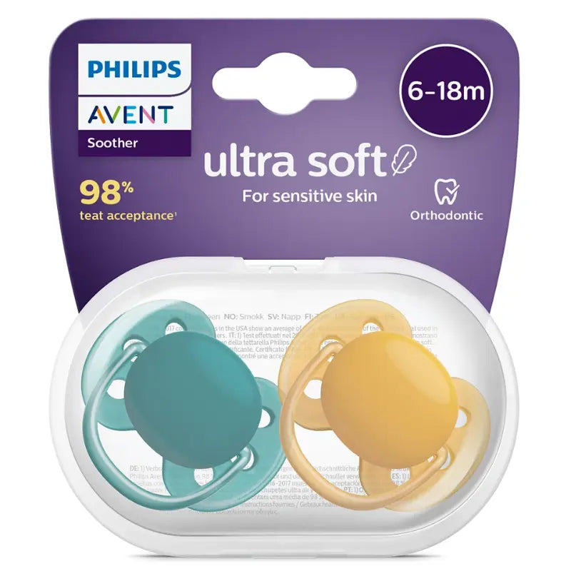 Lot de 2 Sucettes Philips Avent Ultra Soft 6-18 mois - Image 1