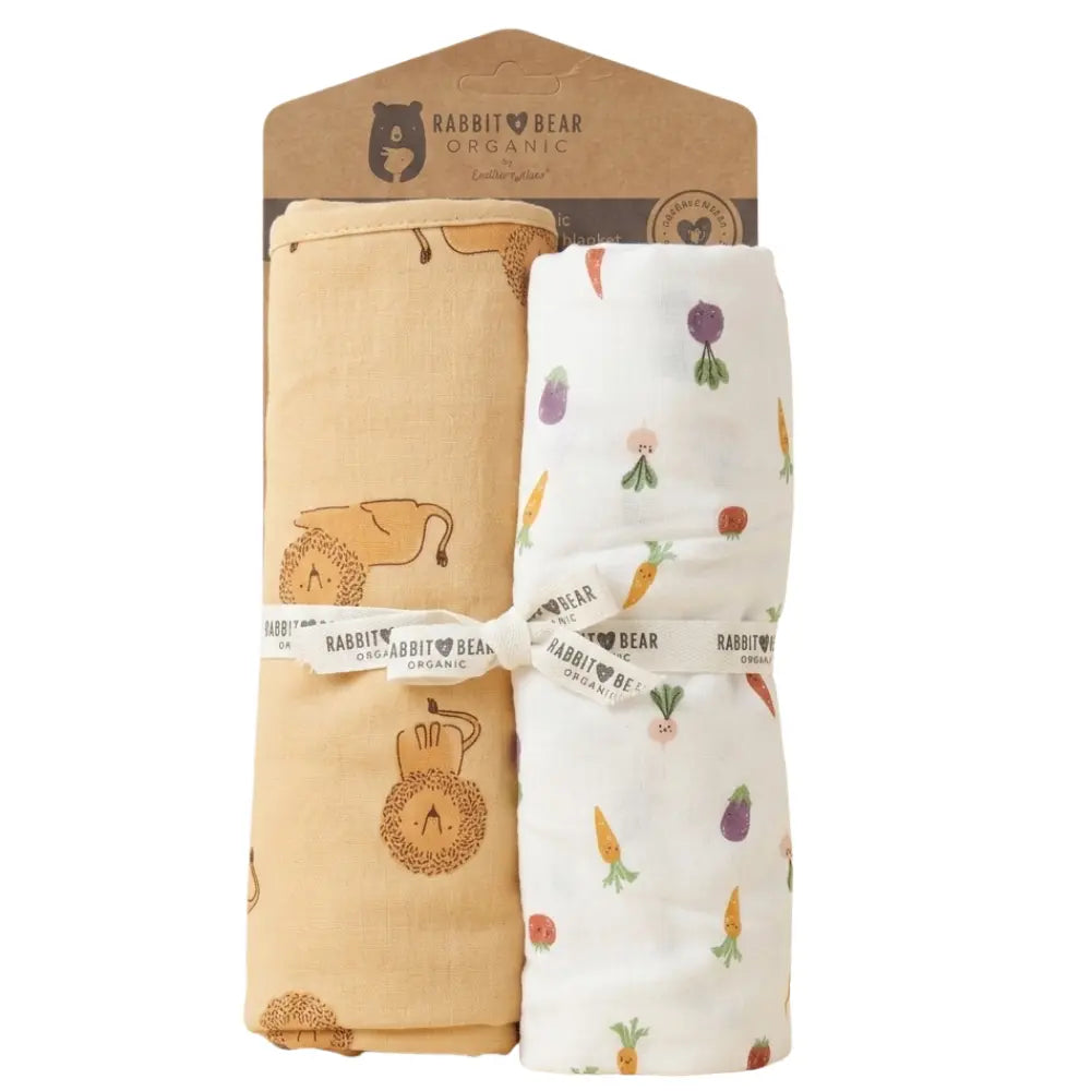 Lot de 2 Langes d'Emmaillotage Bébé Premium 76cmx76cm - Image 1