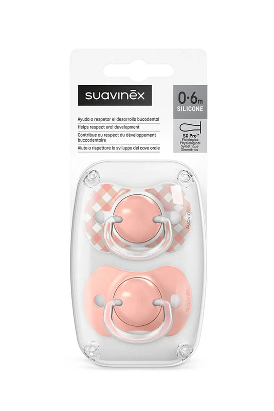 Lot de 2 sucettes en silicone 0-6 mois Rose - Image 1