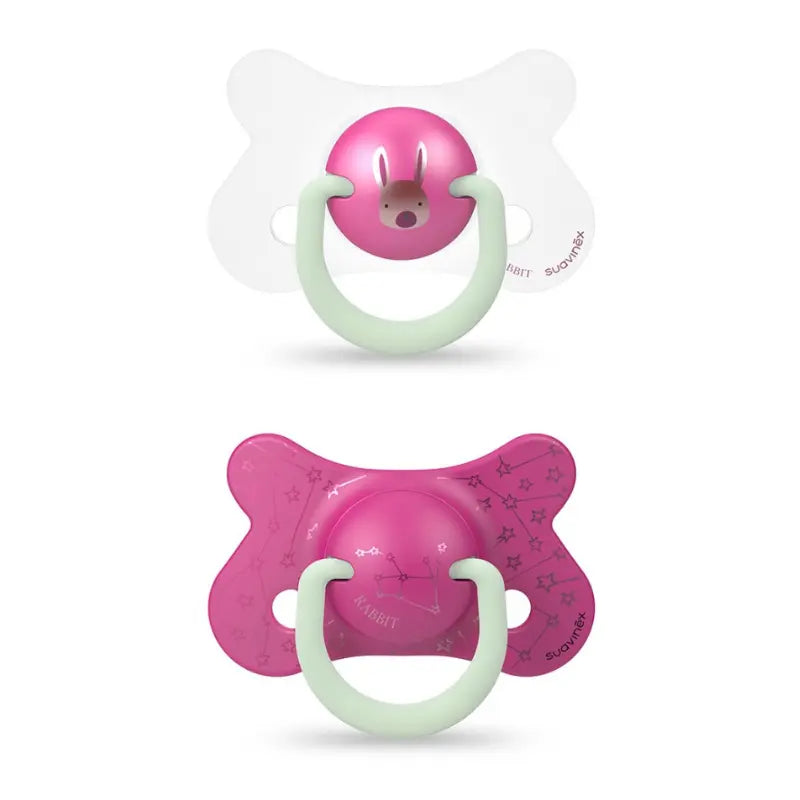 Lot de 2 sucettes réversibles Night and Day 18M+ – Rose – Suavinex - Image 1