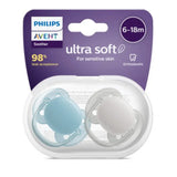 Lot de 2 sucettes Ultra Douce 6-18 m PHILIPS AVENT Mix Uni Blue - Image 1