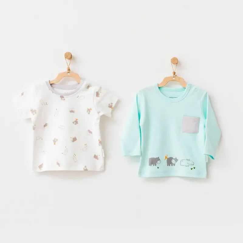 Lot de 2 t-shirts bébé Andywawa Hippo AC21765 Menthe - Image 1