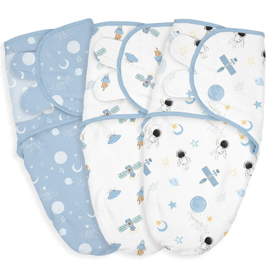 Lot de 3 couvertures d'emmaillotage pour bébé Astronaute - Image 1