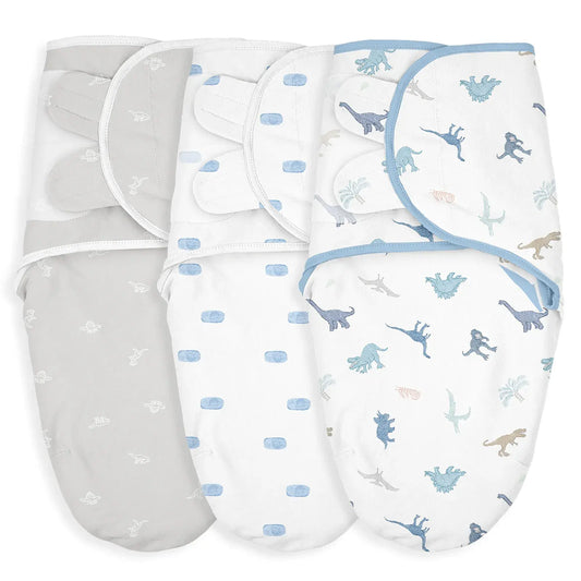 Lot de 3 couvertures d'emmaillotage pour bébé Dinosaur Land - Image 1