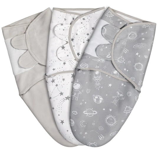 Lot de 3 couvertures d'emmaillotage pour bébé Gris - Image 1