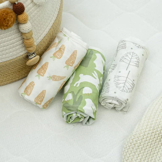 Lot de 3 couvertures d'emmaillotage pour bébé Lettre de printemps - Image 3