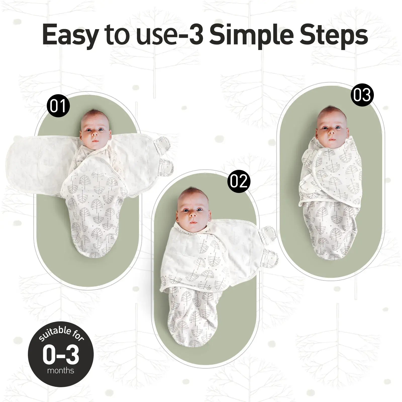 Lot de 3 couvertures d'emmaillotage pour bébé Lettre de printemps - Image 4