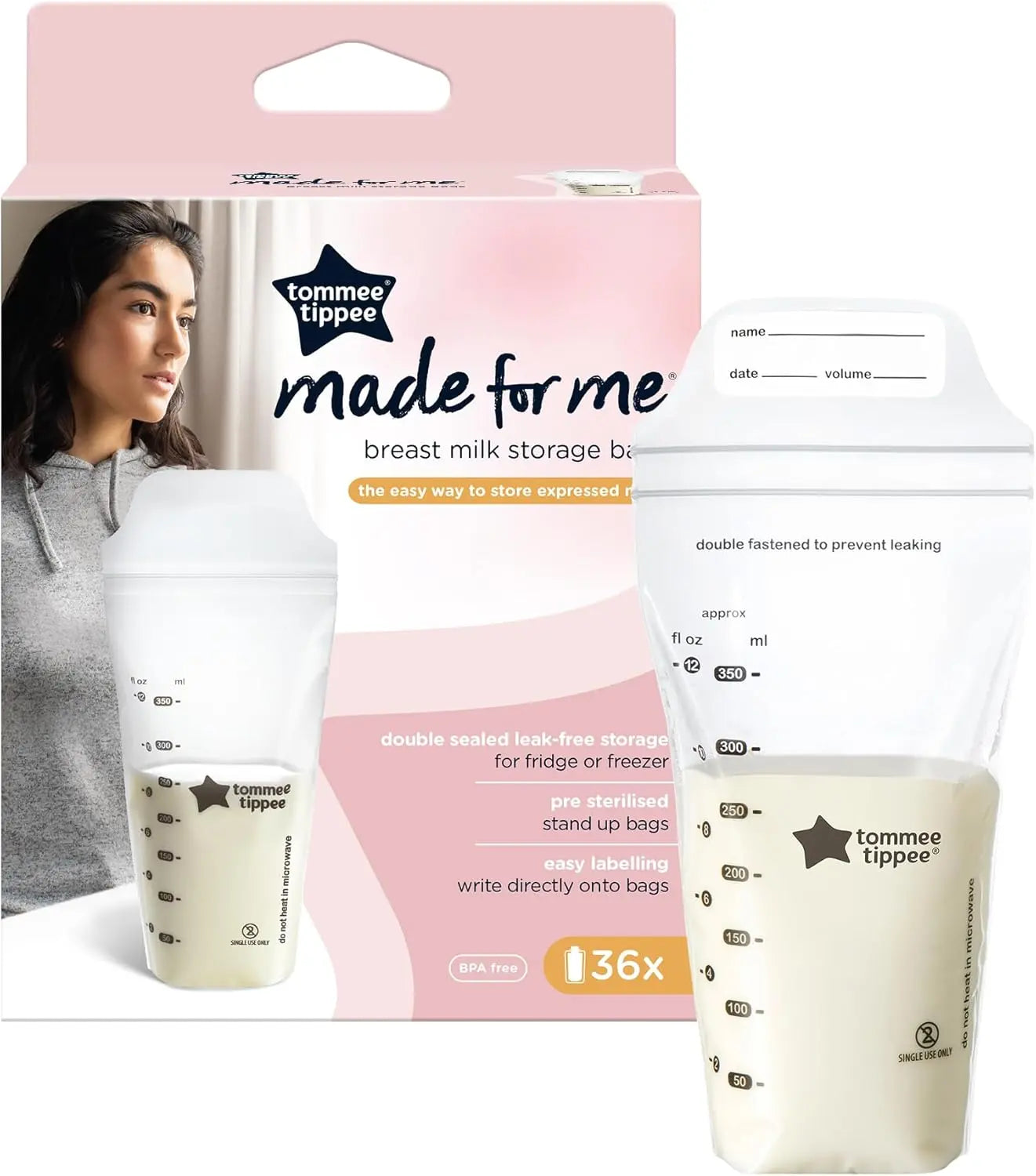 Lot de 36 Sachets de Conservation du Lait Maternel Tommee Tippee 350 ml - Image 1