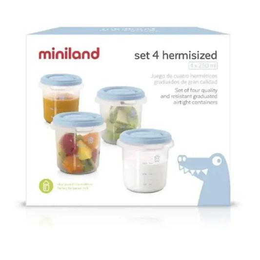 Miniland Set 4 Pots de conservation Bleu - Image 1