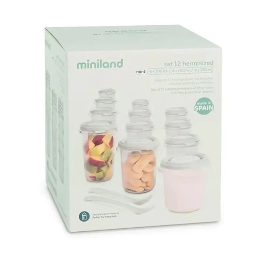 Miniland Set de 12 Pots de Conservation Mint - Image 1