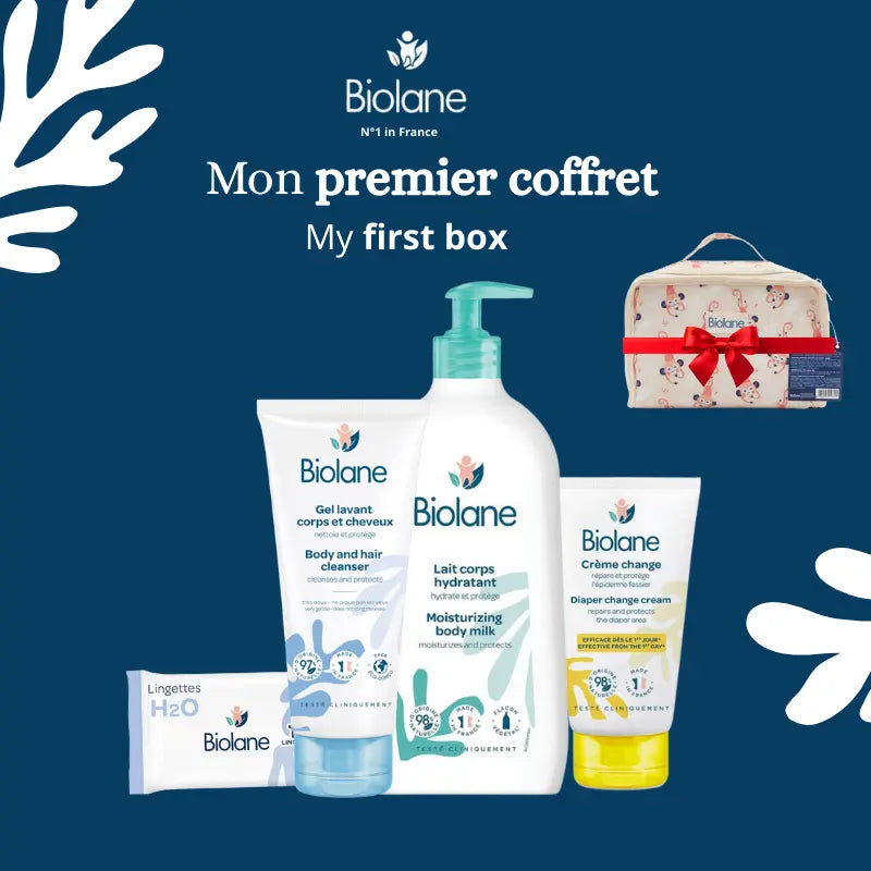 Mon Premier Coffret Biolane 4 Soins Essentiels Bébé + Trousse Motif Singe OFFERTE - Image 1