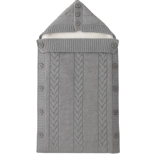 Nid d’ange bébé en laine naturelle – Gris - Image 1