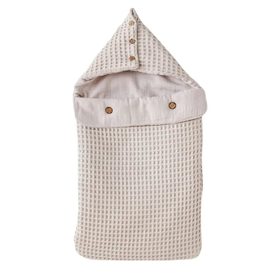 Nid d’Ange Bébé Waffle Douillet Beige avec Capuche AC25886 Andywawa - Image 1
