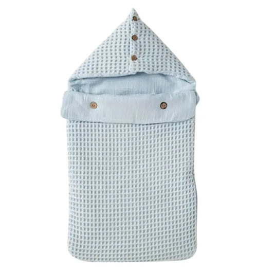 Nid d’Ange Bébé Waffle Douillet Bleu avec Capuche AC25886 Andywawa - Image 1