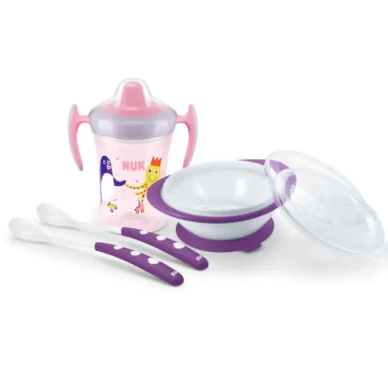 NUK Set Repas 4 pièces Rose Violet - Image 1