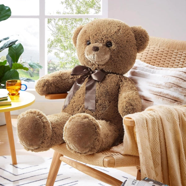 Ours en peluche géant 80 cm – Nounours doux et moelleux - Maron - Image 2