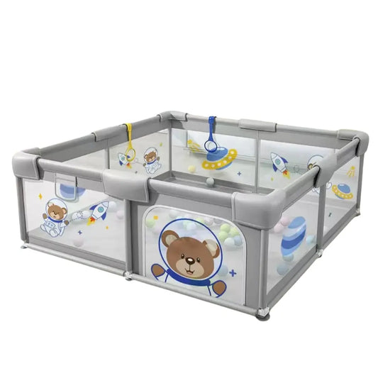 Parc de jeux bébé XXL ours 200x180 cm avec tapis et balles Bear - Image 1