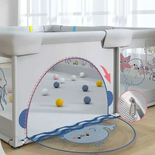 Parc de jeux bébé XXL ours 200x180 cm avec tapis et balles Bear - Image 3