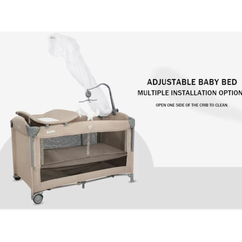 Parc lit cododo Pliable et Portable pour Nouveau-Né T-702L - Gris - Image 5