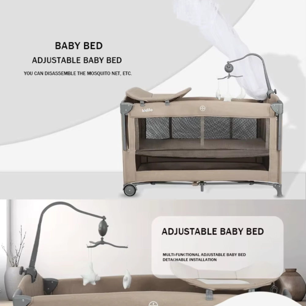 Parc lit cododo Pliable et Portable pour Nouveau-Né T-702L - Gris - Image 6
