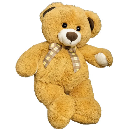 Peluche Ours Géant Beige avec Nœud à Carreaux – Douceur et Tendresse 60 cm - Image 1
