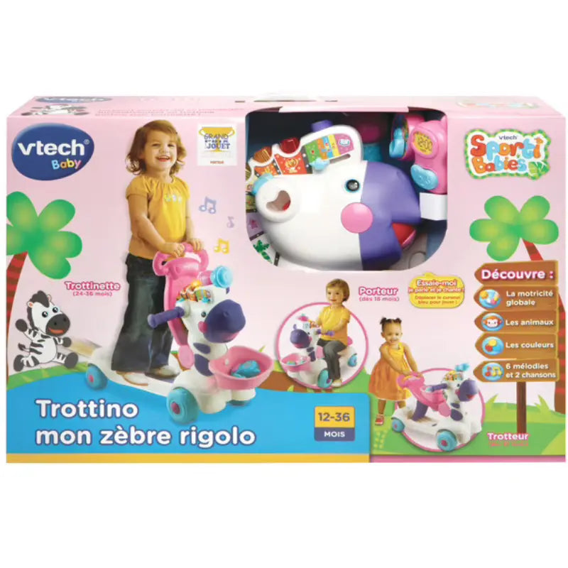 Porteur - Trottino mon zèbre rigolo rose - Image 2