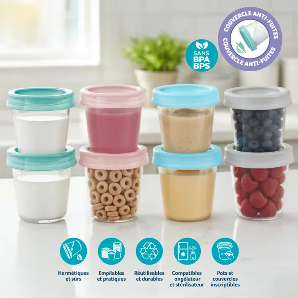 Pots de conservation pour lait maternel et repas de bébé - Image 1