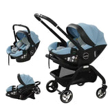 Poussette 3 en 1 Kidilo pour bébé de 0 à 3 ans avec siège auto - Bleu - Image 1