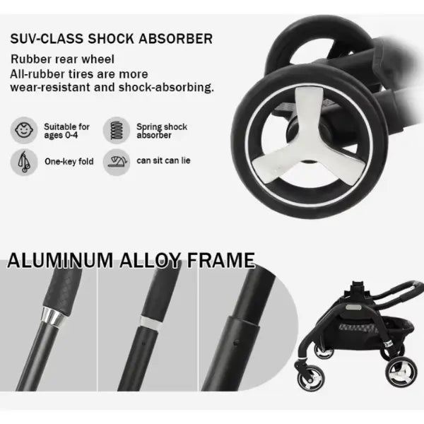 Poussette 3 en 1 Kidilo pour bébé de 0 à 3 ans avec siège auto - Bleu - Image 4