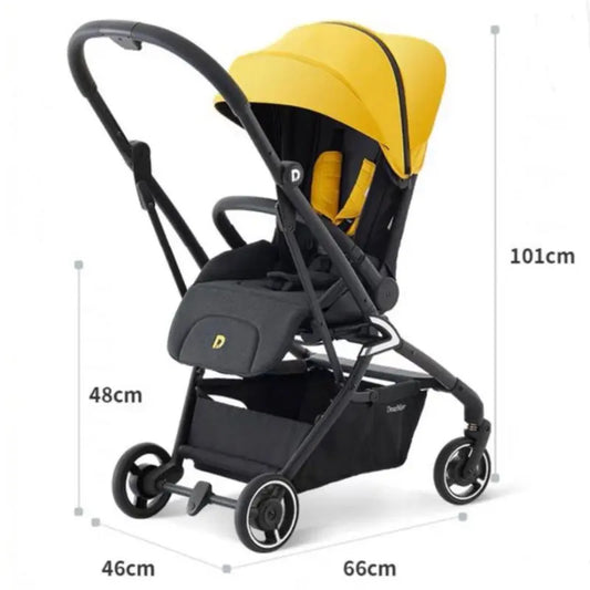 Poussette Bébé DearMom Jaune – Confort et Sécurité au Quotidien - Image 1