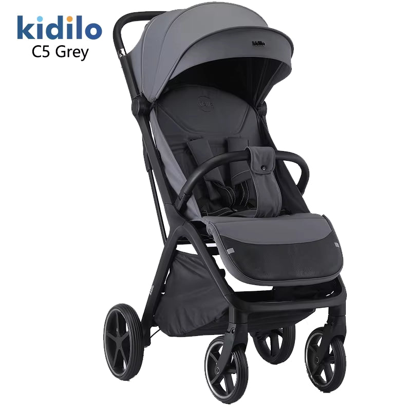 Poussette Bébé Kidilo C5 – Portable, Légère et Pliable – 0 à 3 Ans - Gris - Image 1