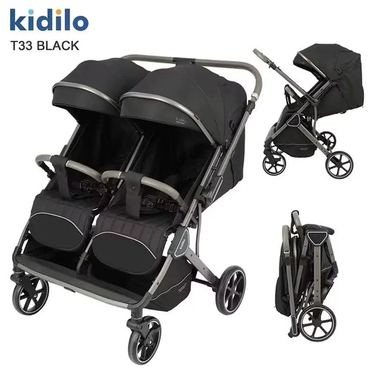 Poussette jumeaux Kidilo T33 Noir - Image 1