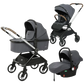 Poussette trio Kidilo D900 3 en 1 Gris foncé - Image 1