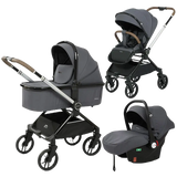 Poussette trio Kidilo D900 3 en 1 Gris foncé - Image 1