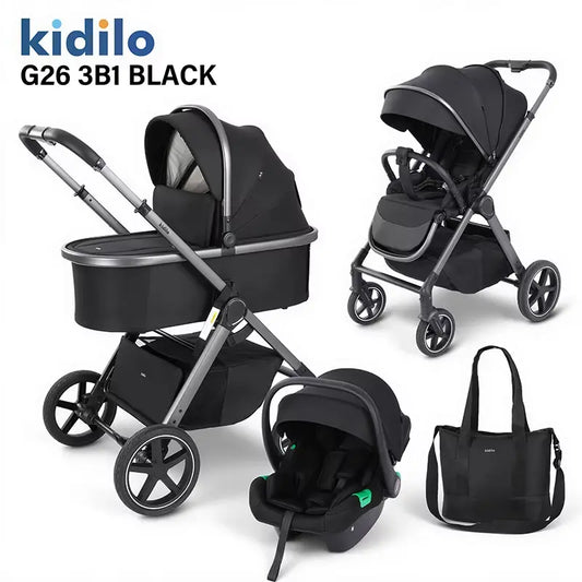 Poussette Trio Kidilo G26 3 en 1 Noir - Image 1