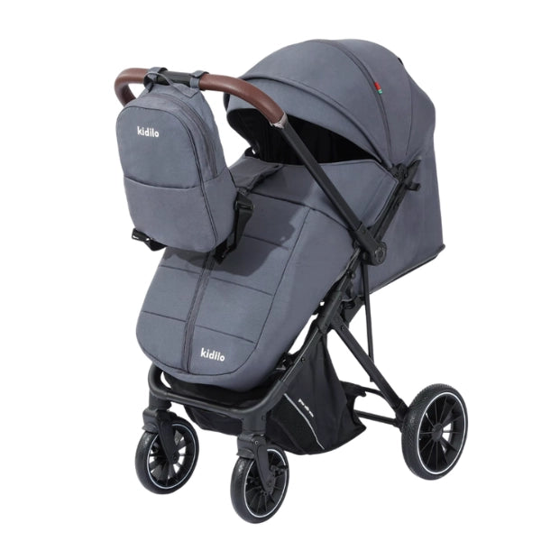 Poussette Valise Réversible avec Cache-Pieds et Sac Kidilo 6530 Gris - Image 1