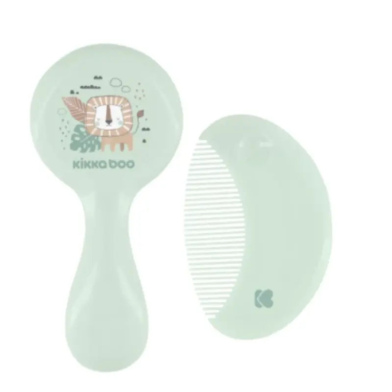 Set Brosse et Peigne Bébé Kikkaboo – Vert Pastel - Image 1