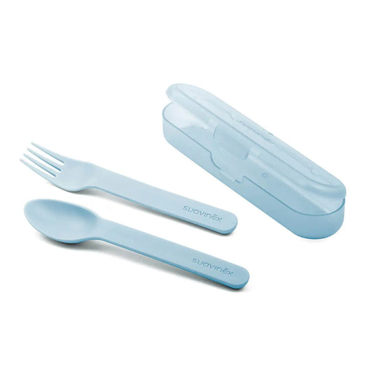 Set cuillère et fourchette avec étui Bleu - Image 1