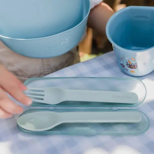Set cuillère et fourchette avec étui Rose – Suavinex - Image 2