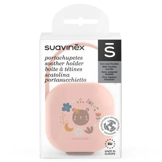 Suavinex Boîte à Sucettes avec poignée flexible - Forêt - Rose - Image 1