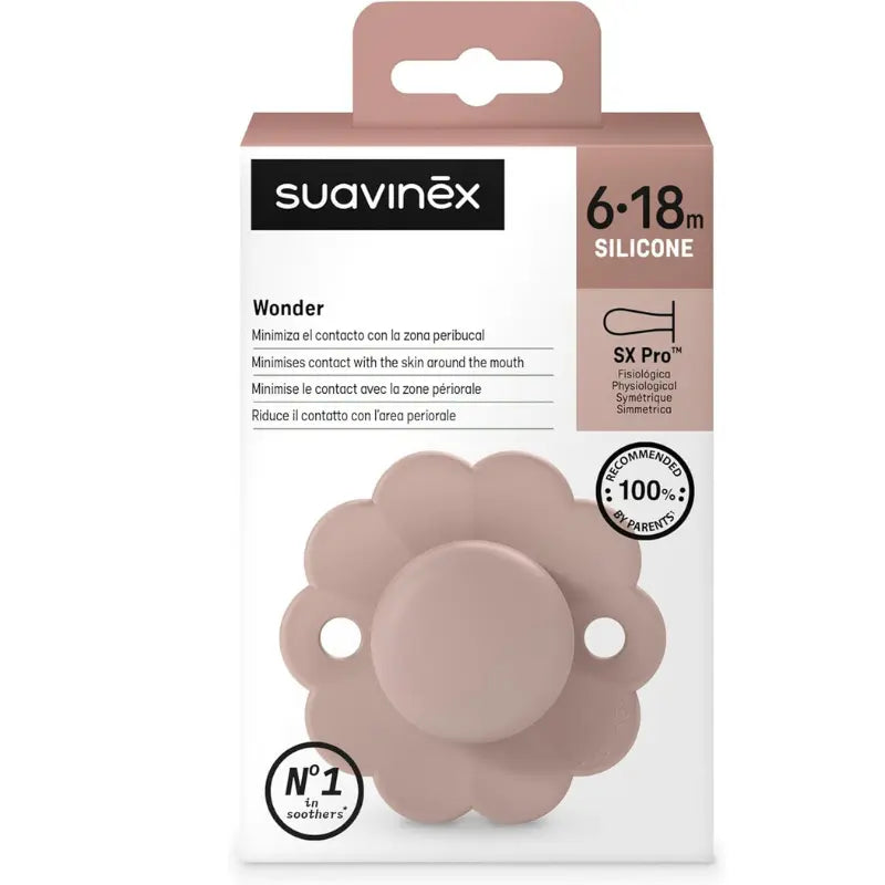 Sucette ronde Suavinex Wonder – Mauve – Tétine symétrique SX PRO - Image 3