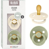 Sucettes BIBS Colour Symétriques – Sans BPA, Tétine Symétrique en Latex Naturel – Ivoire-Sauge - Image 1