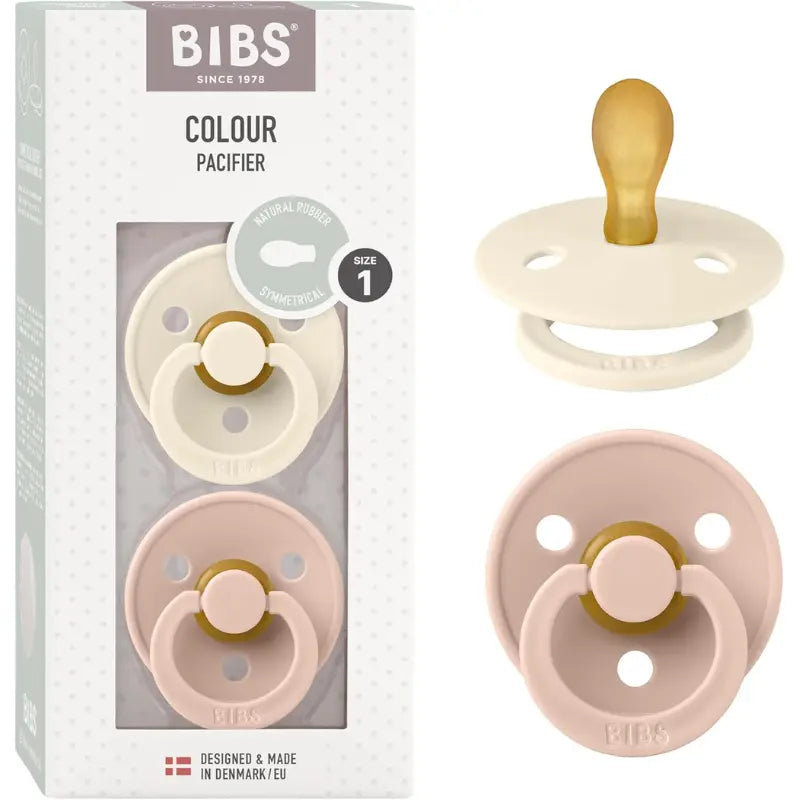Sucettes BIBS Colour Symétriques – Sans BPA, Tétine Symétrique en Latex Naturel – Ivoire/Sauge - Image 1